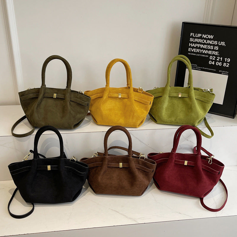 Wholesale Retro PU leather large capacity frosted handheld tote bag shoulder crossbody bag